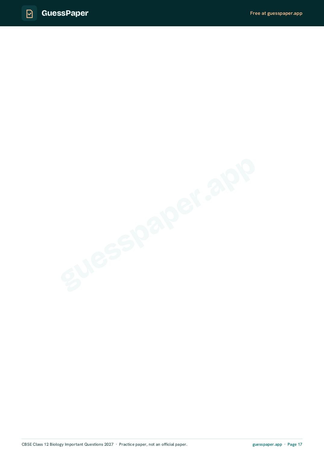 CBSE Class 12 Biology Important Questions 2027 (PDF)
