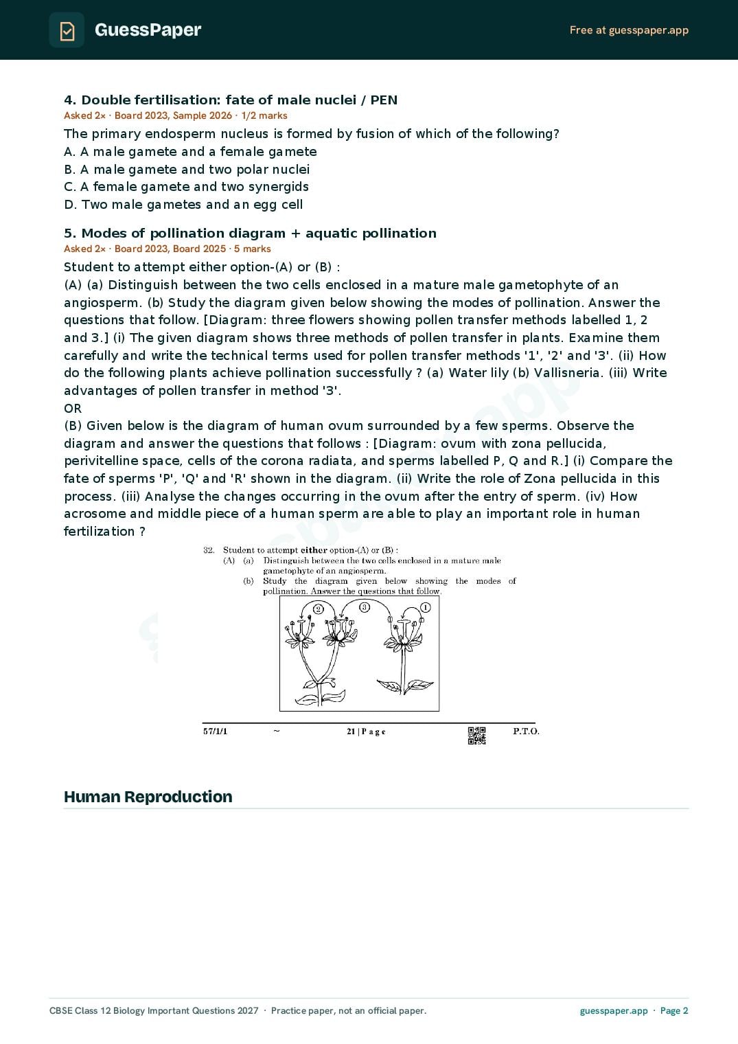 CBSE Class 12 Biology Important Questions 2027 (PDF)