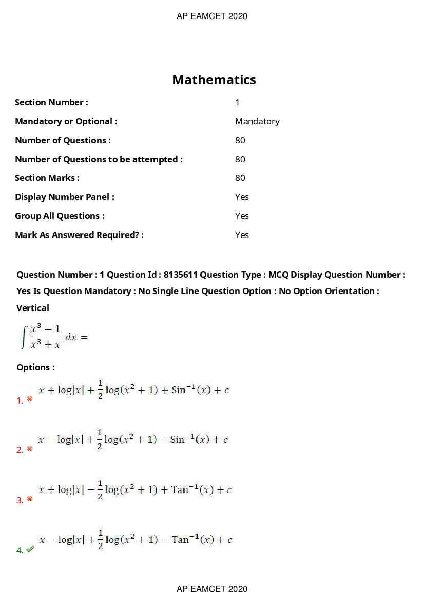 AP EAMCET 2020 Question Paper PDF with Answer Keys (14 Shifts)