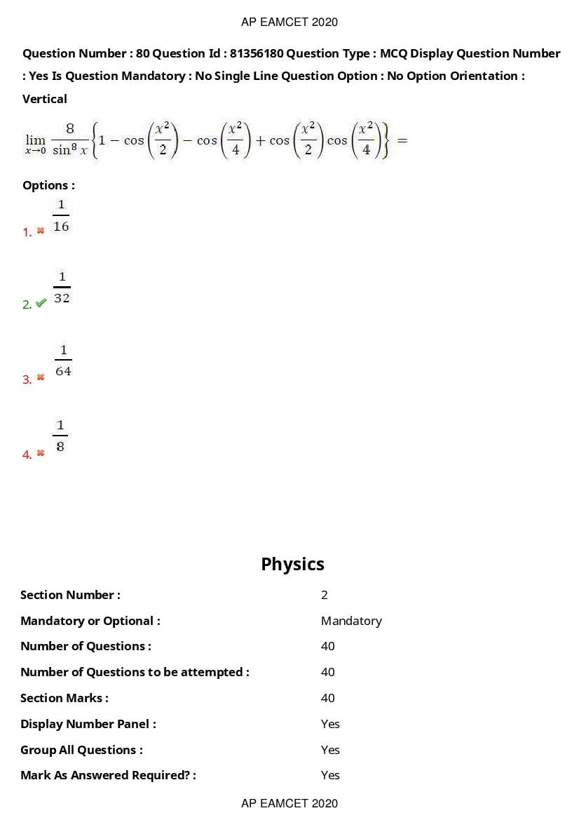 AP EAMCET 2020 Question Paper PDF with Answer Keys (14 Shifts)