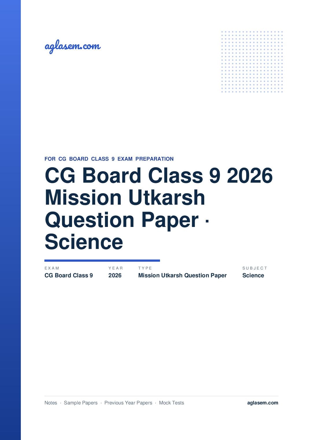 CG Board Class 9 Mission Utkarsh Question Paper 2026 Science - Page 1 of 7