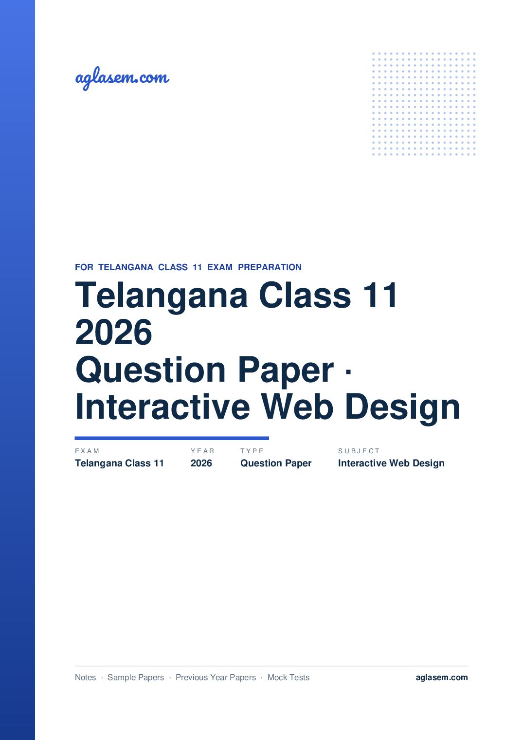 Telangana Class 11 Question Paper 2026 Interactive Web Design - Page 1 of 3