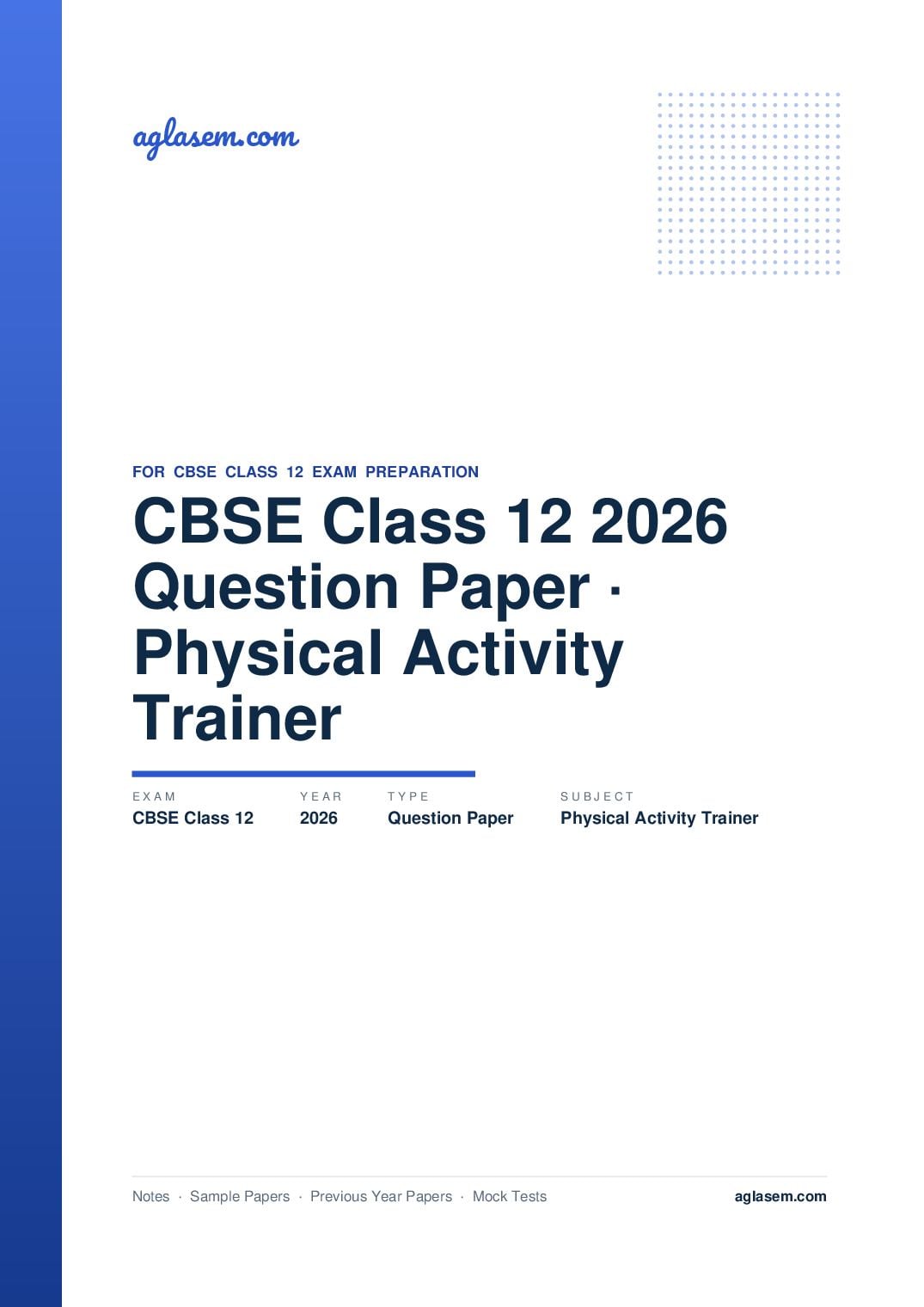 CBSE Class 12 Question Paper 2026 Physical Activity Trainer - Page 1 of 17