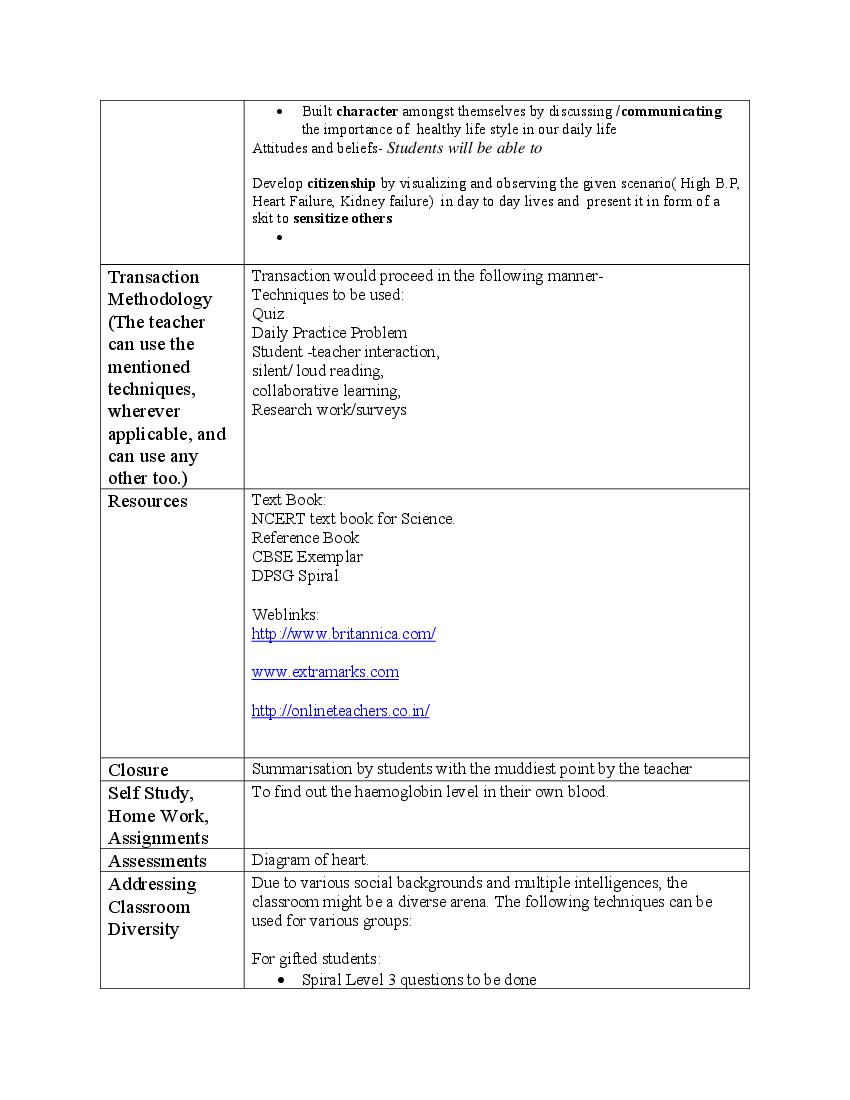 Teaching Material Class 10 Science Lesson Plan