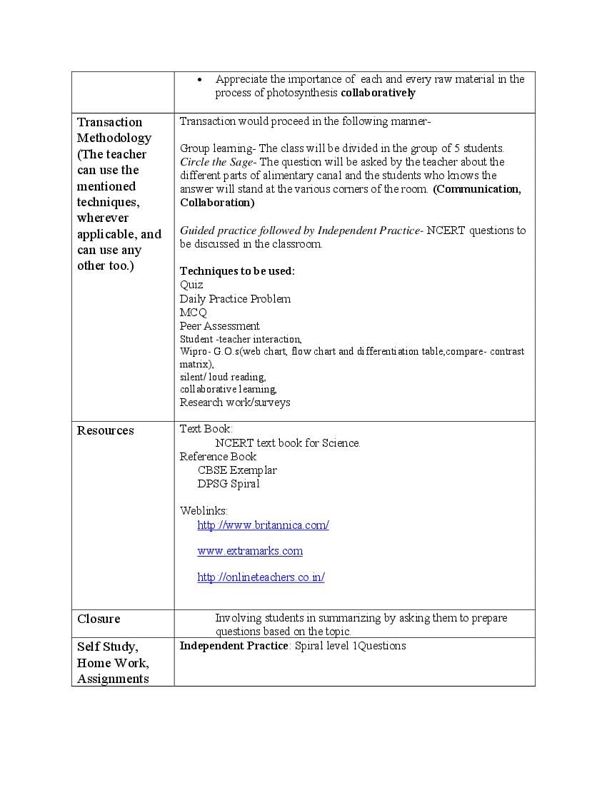 Teaching Material Class 10 Science Lesson Plan