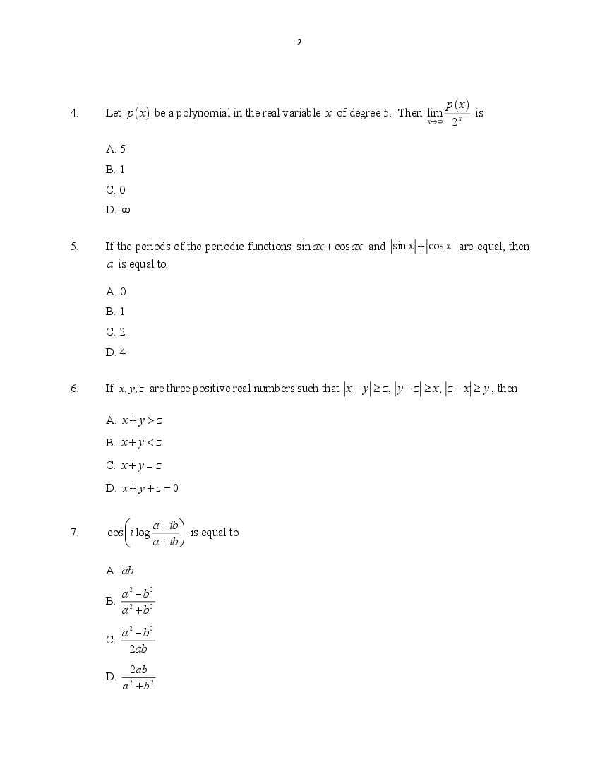 CUSAT CAT 2016 Question Papers PDF (B.Tech Paper 1 and 2, PG, Law)