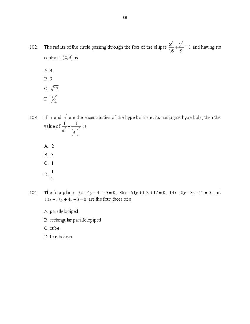 CUSAT CAT 2016 Question Papers PDF (B.Tech Paper 1 and 2, PG, Law)
