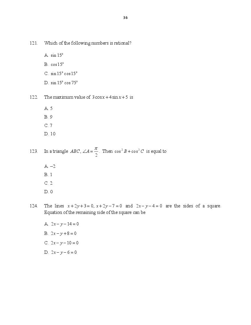 CUSAT CAT 2016 Question Papers PDF (B.Tech Paper 1 and 2, PG, Law)