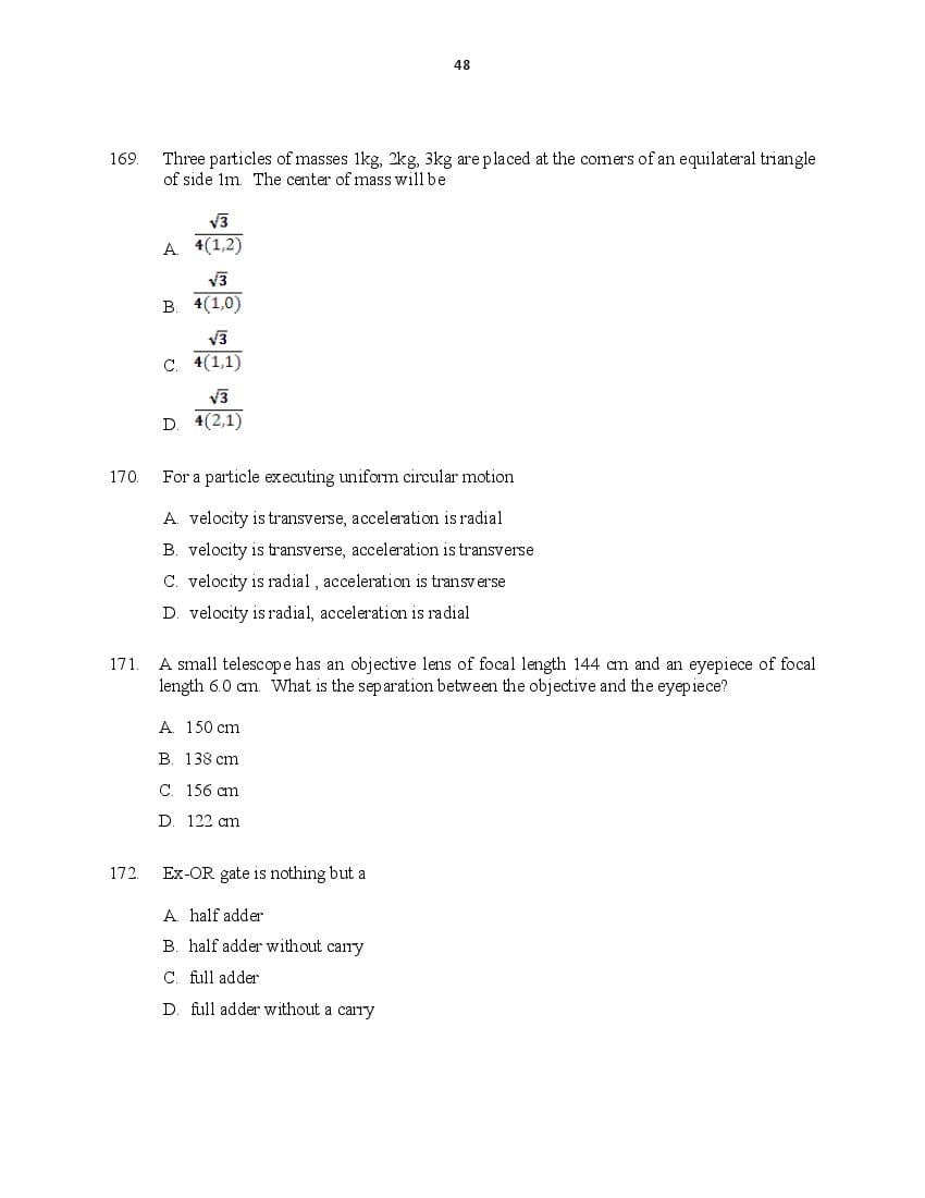 CUSAT CAT 2016 Question Papers PDF (B.Tech Paper 1 and 2, PG, Law)