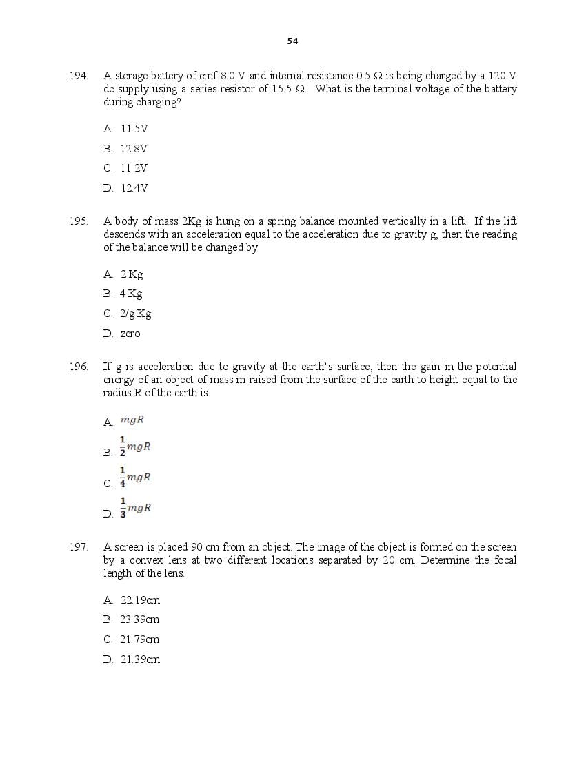 CUSAT CAT 2016 Question Papers PDF (B.Tech Paper 1 and 2, PG, Law)