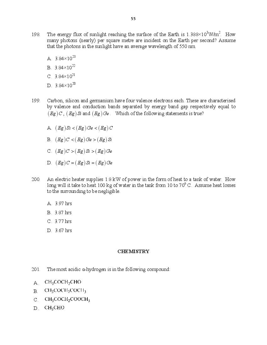CUSAT CAT 2016 Question Papers PDF (B.Tech Paper 1 and 2, PG, Law)
