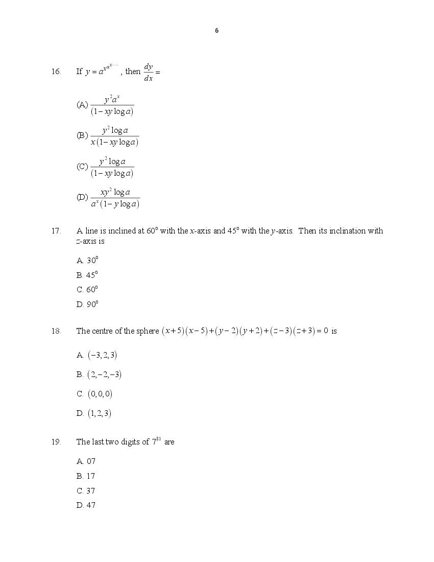 CUSAT CAT 2016 Question Papers PDF (B.Tech Paper 1 and 2, PG, Law)