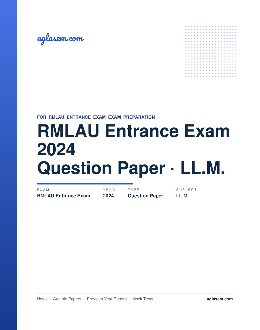 RMLAU Entrance Exam 2024 Question Paper LL.M. - Page 1 of 33