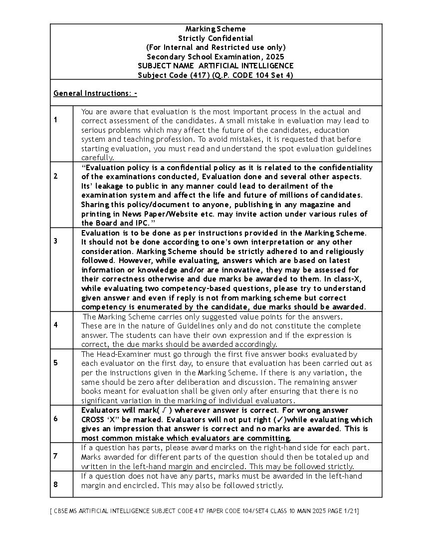 CBSE Class 10 Question Paper 2025 Solution Artificial Intelligence - Page 1