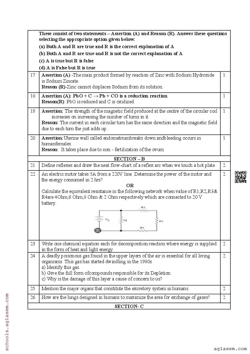 Class 10 Science Pre Board Sample Paper 2025 | Download Pre-Board Model ...