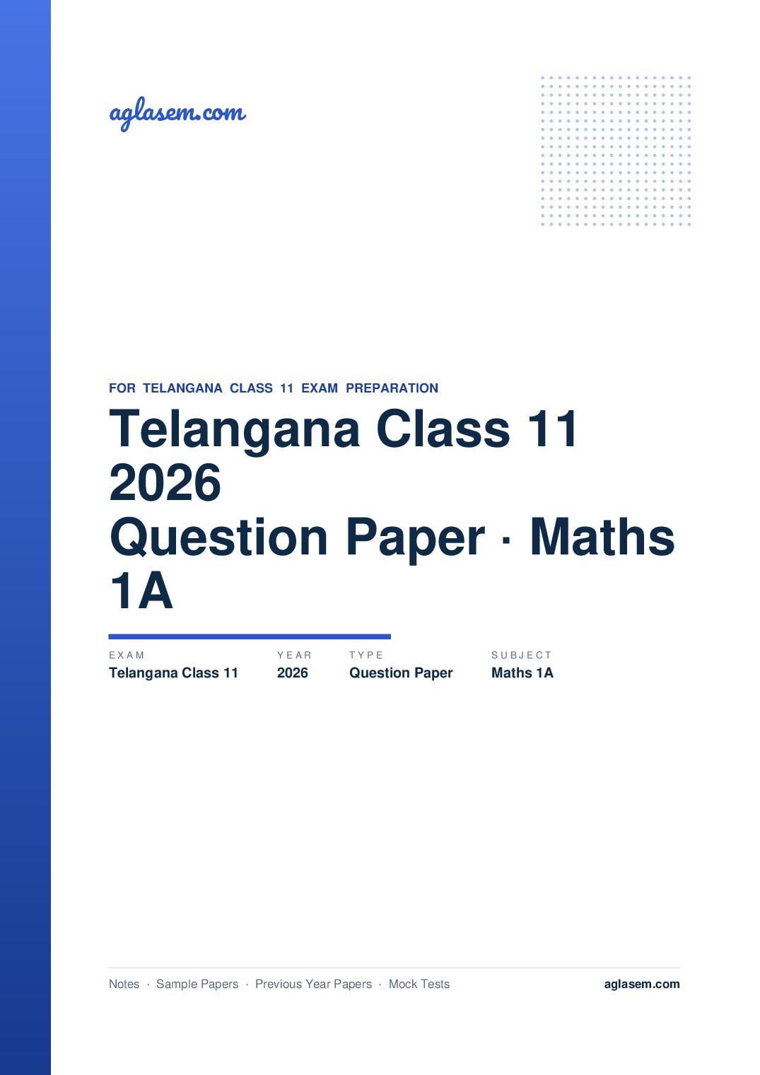 Telangana Class 11 Question Paper 2026 Maths 1A - Page 1 of 4