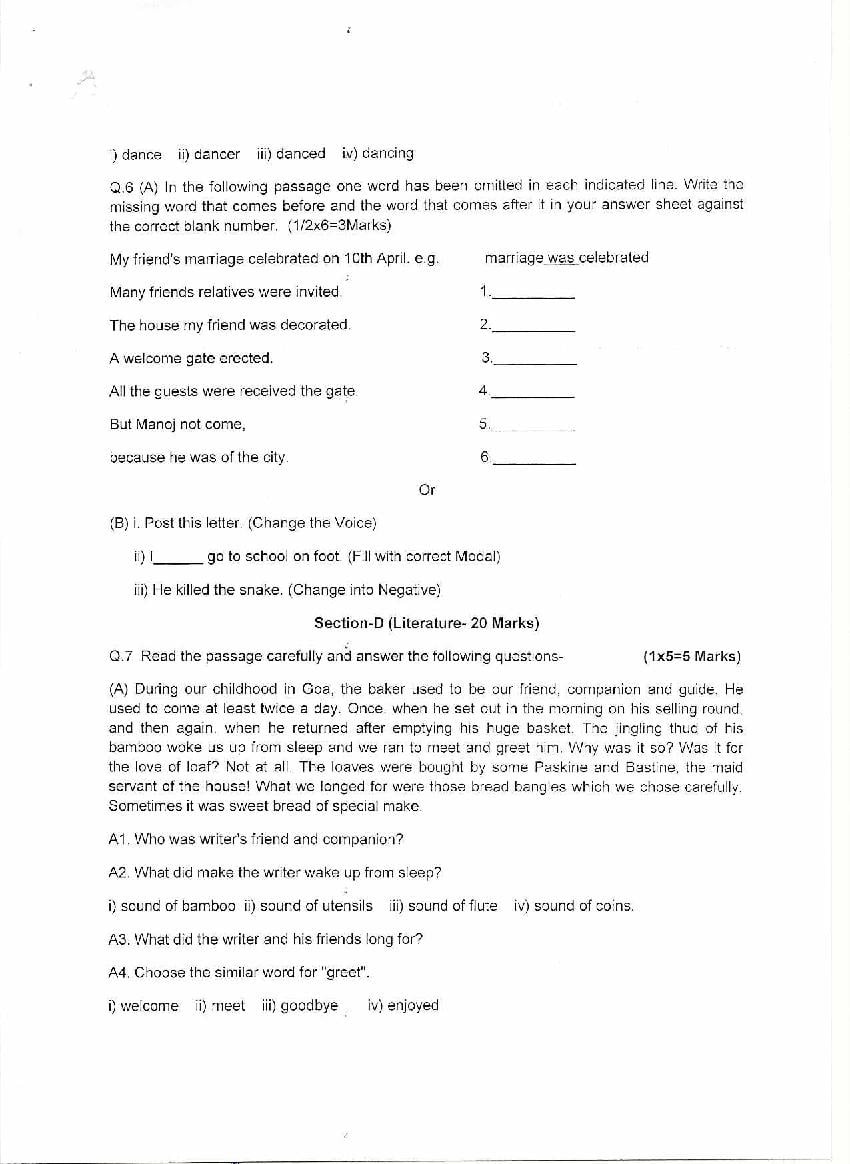 HPBOSE Class 10th Model Question Paper For English 2022 | Download HP ...