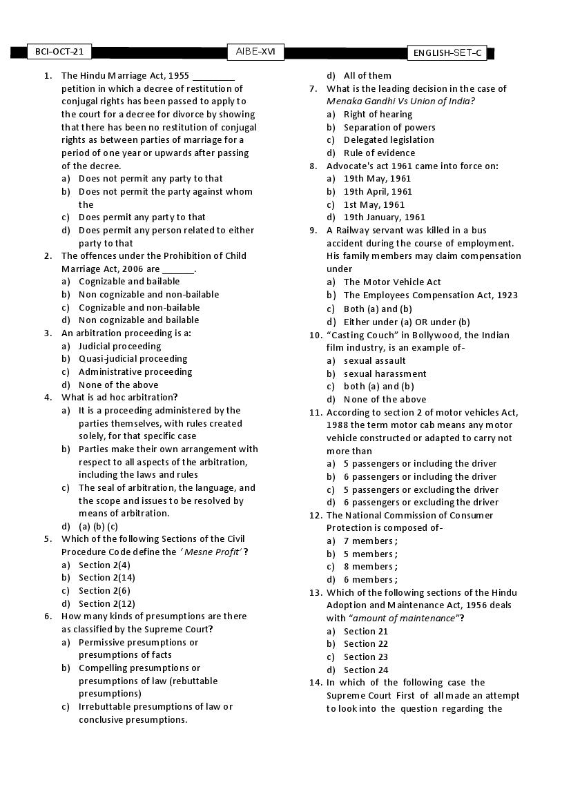 Aibe 10 Question Paper With Answer