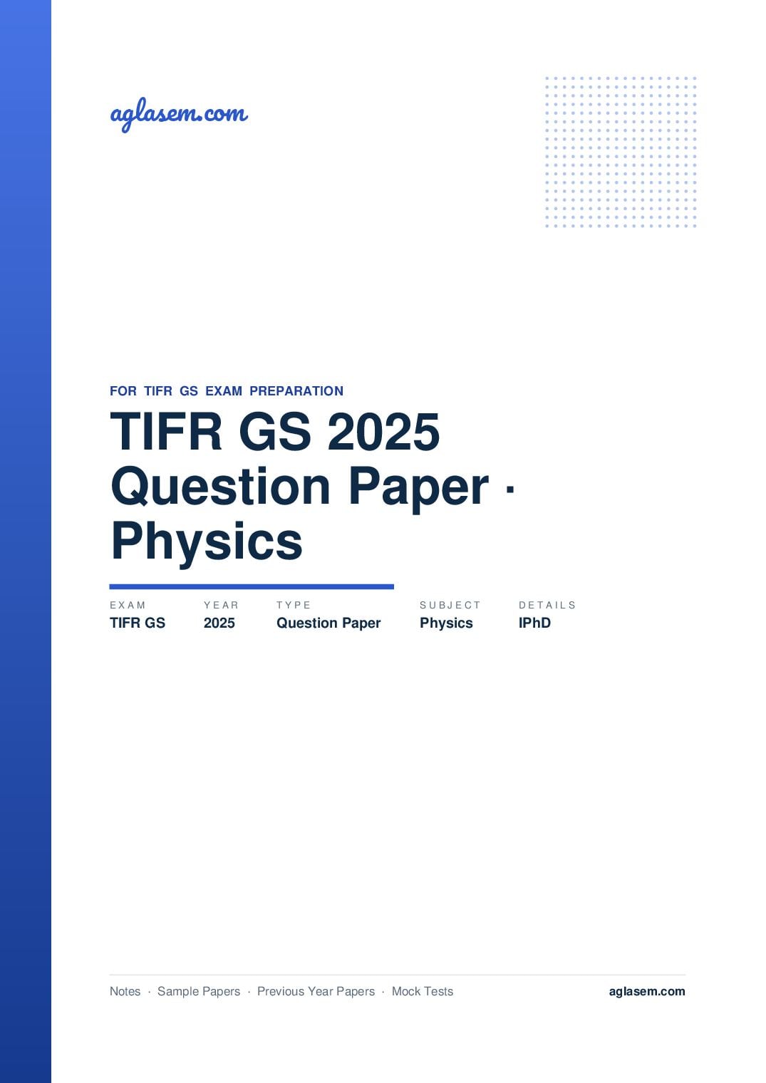 TIFR GS 2025 Question Paper Physics IPhD - Page 1 of 41