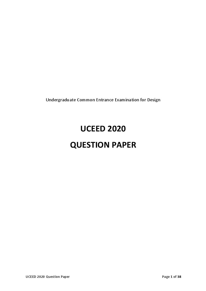 UCEED 2020 Question Paper - Page 1