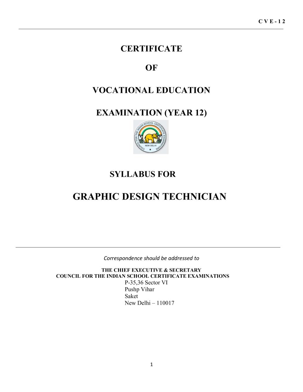 ISC Class 12 Graphic Design Technician Syllabus (Vocational Course) - Page 1