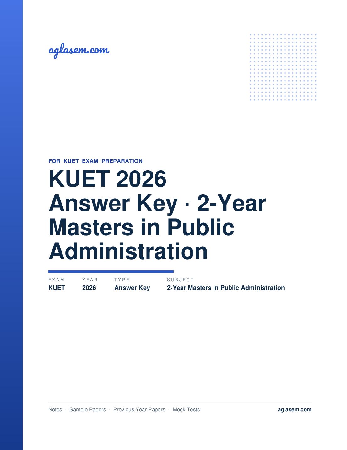 KUET 2026 Answer Key 2-Year Masters in Public Administration - Page 1 of 5