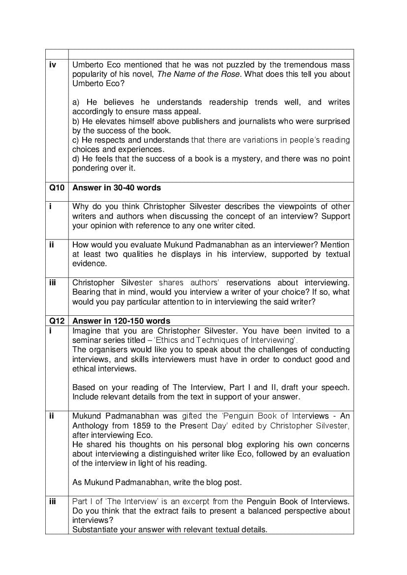 CBSE Class 12 English Core Question Bank (PDF) – Official CBSE Question Bank