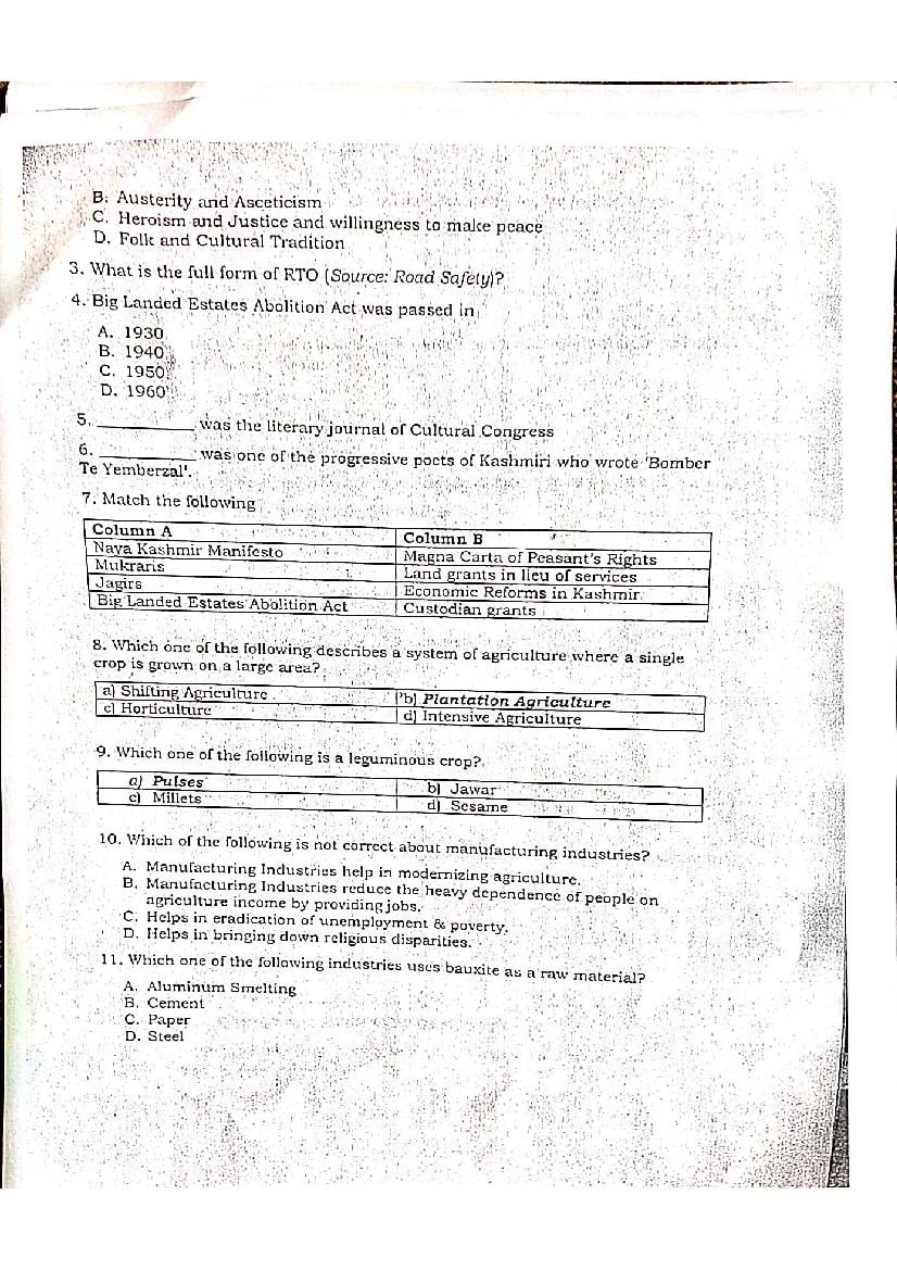 JKBOSE 10th Social Science Model Paper 2023 (PDF) - JKBOSE Class 10 ...