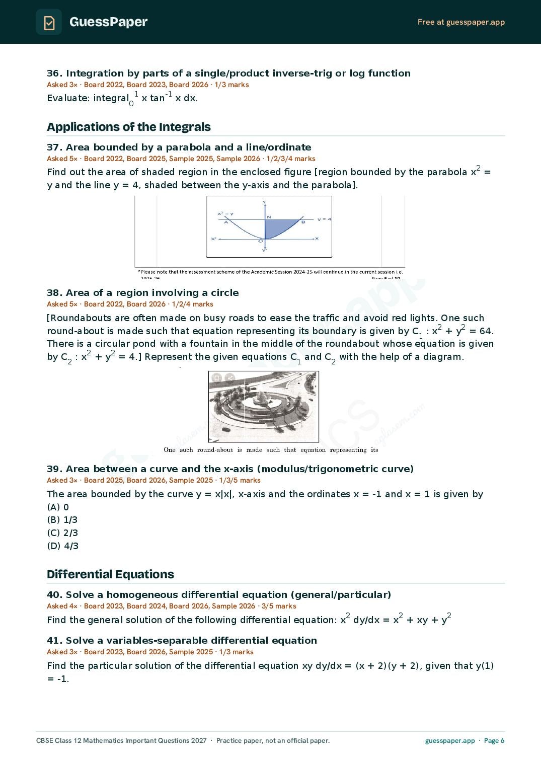 CBSE Class 12 Maths Important Questions 2027 (PDF)