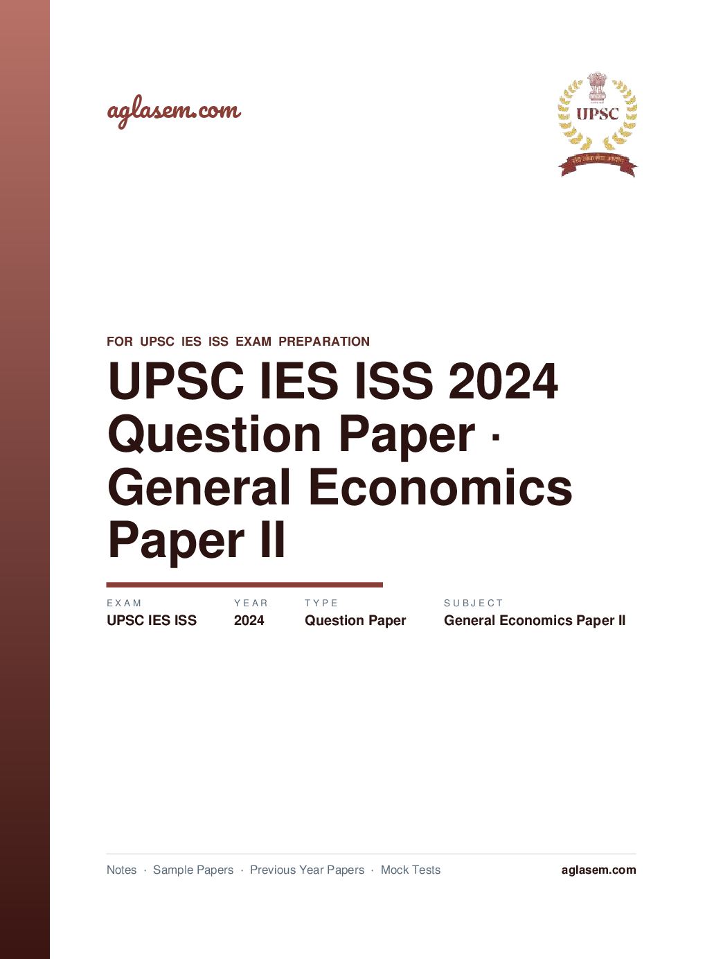 UPSC IES ISS 2024 Question Paper for General Economics Paper II - Page 1 of 5