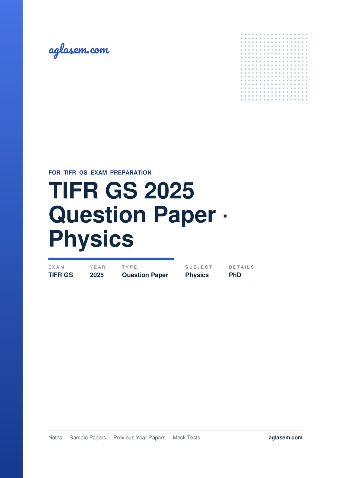 TIFR GS 2025 Question Paper Physics PhD - Page 1 of 41