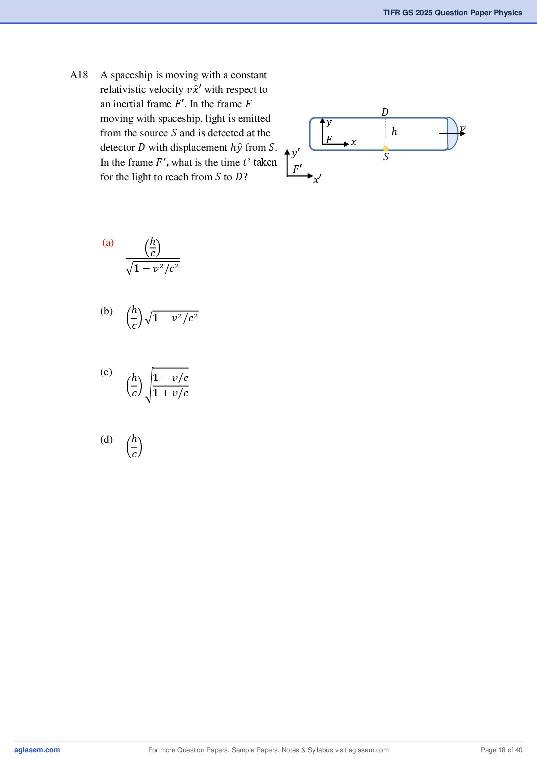 TIFR GS 2025 Question Paper PDF with Answers (8 Papers)