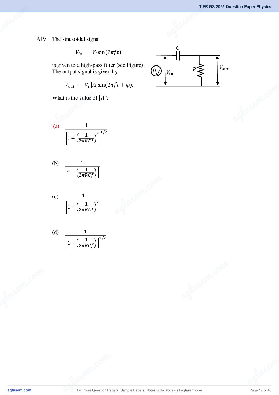 TIFR GS 2025 Question Paper PDF with Answers (8 Papers)