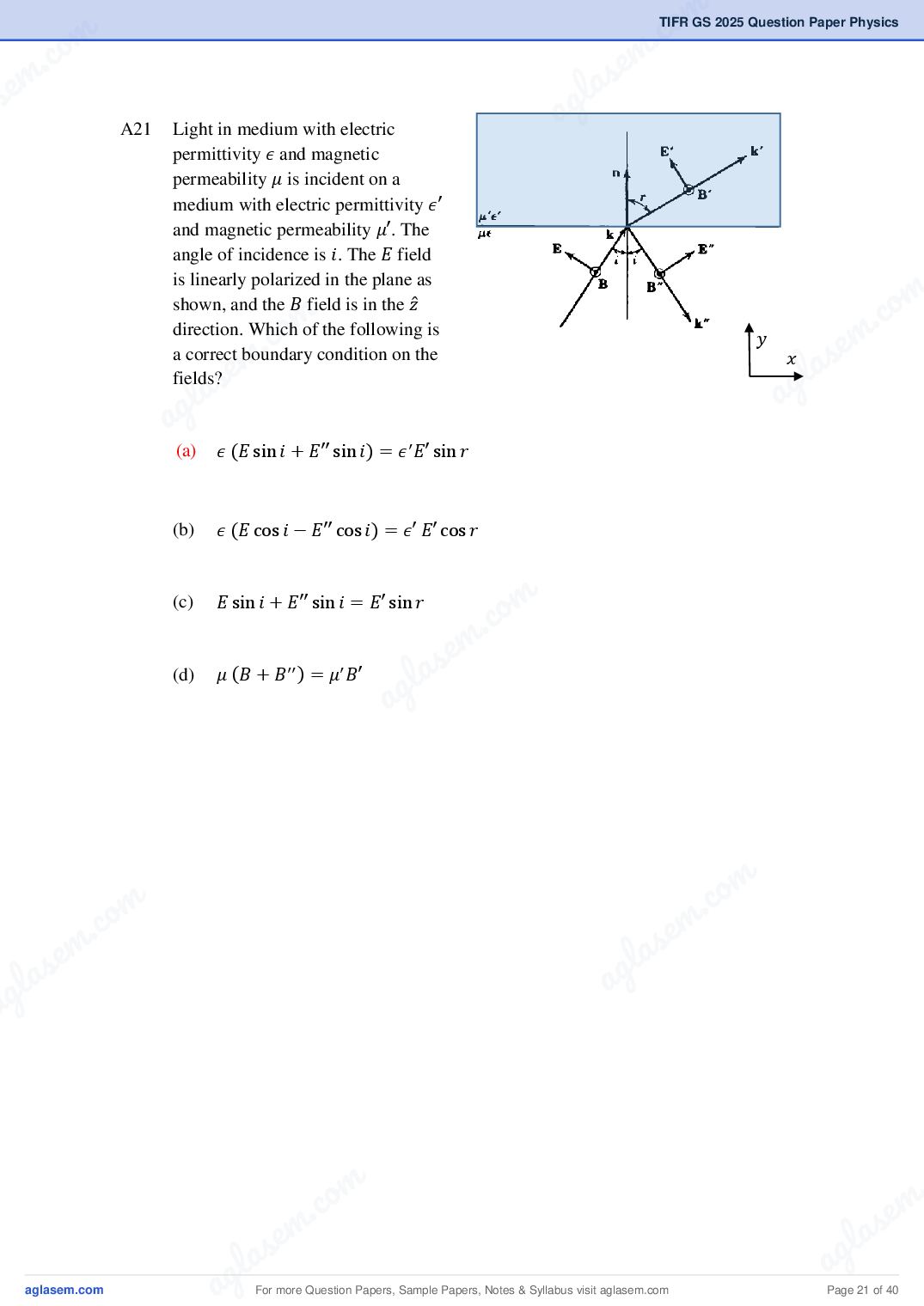 TIFR GS 2025 Question Paper PDF with Answers (8 Papers)