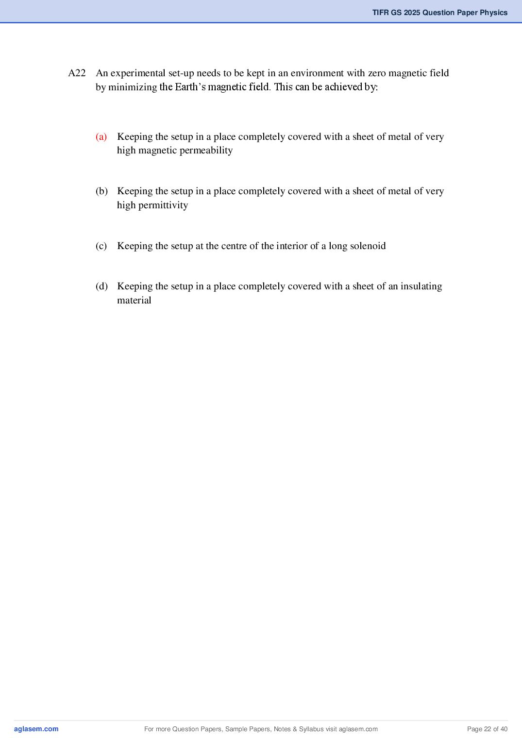TIFR GS 2025 Question Paper PDF with Answers (8 Papers)