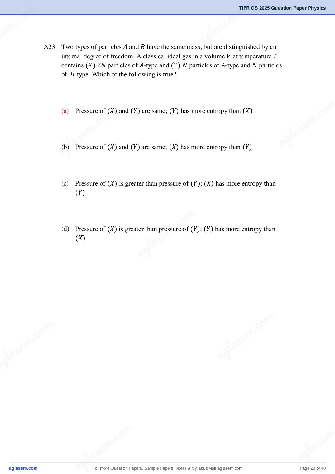 TIFR GS 2025 Question Paper PDF with Answers (8 Papers)