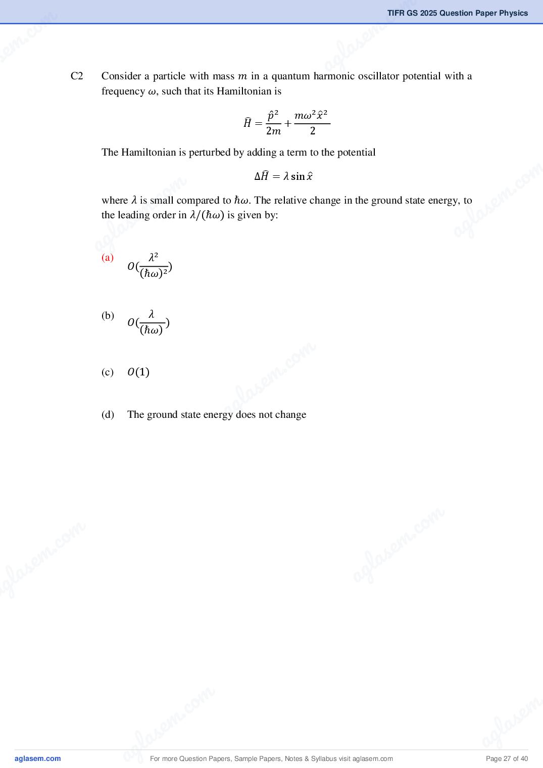 TIFR GS 2025 Question Paper PDF with Answers (8 Papers)