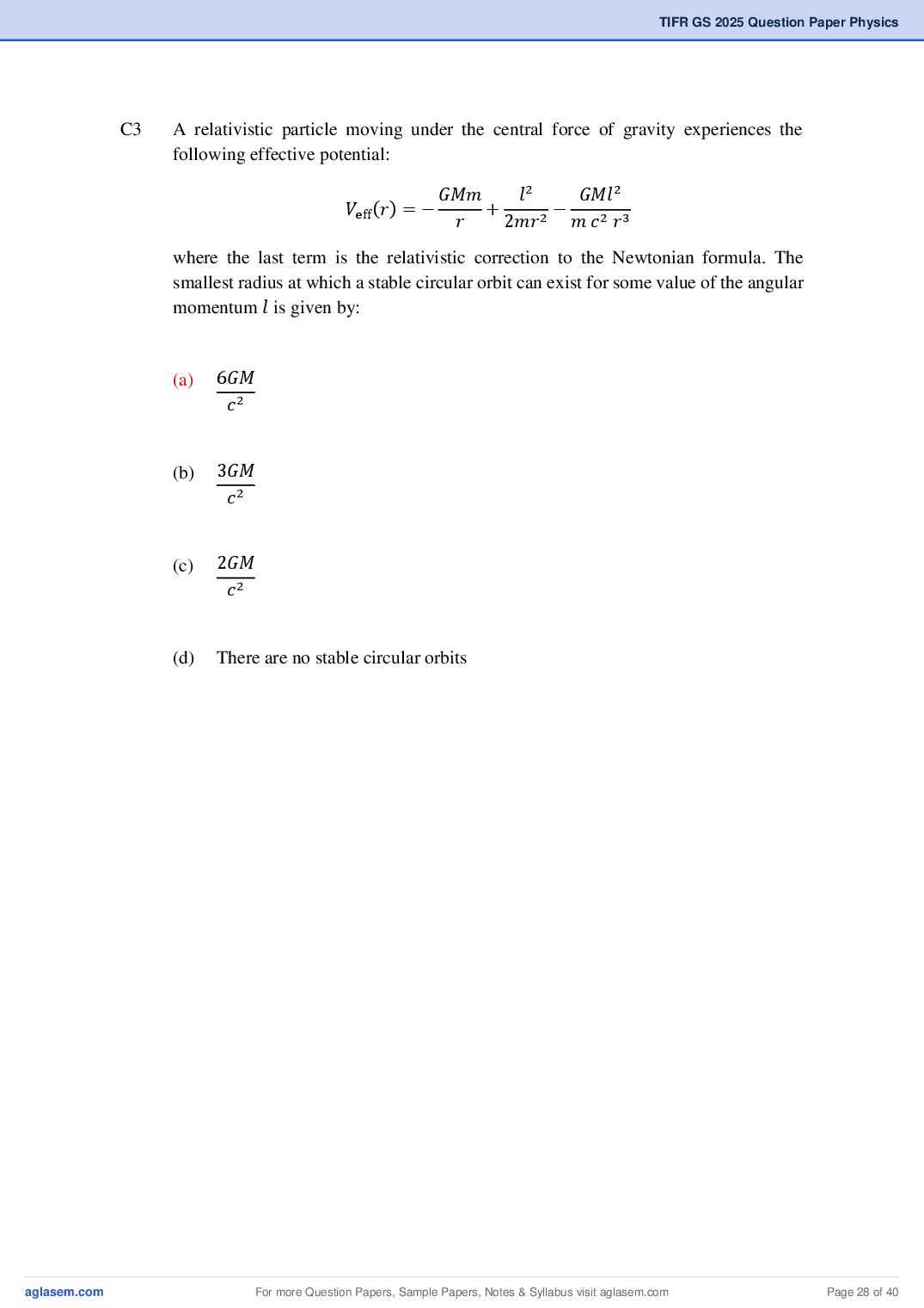 TIFR GS 2025 Question Paper PDF with Answers (8 Papers)
