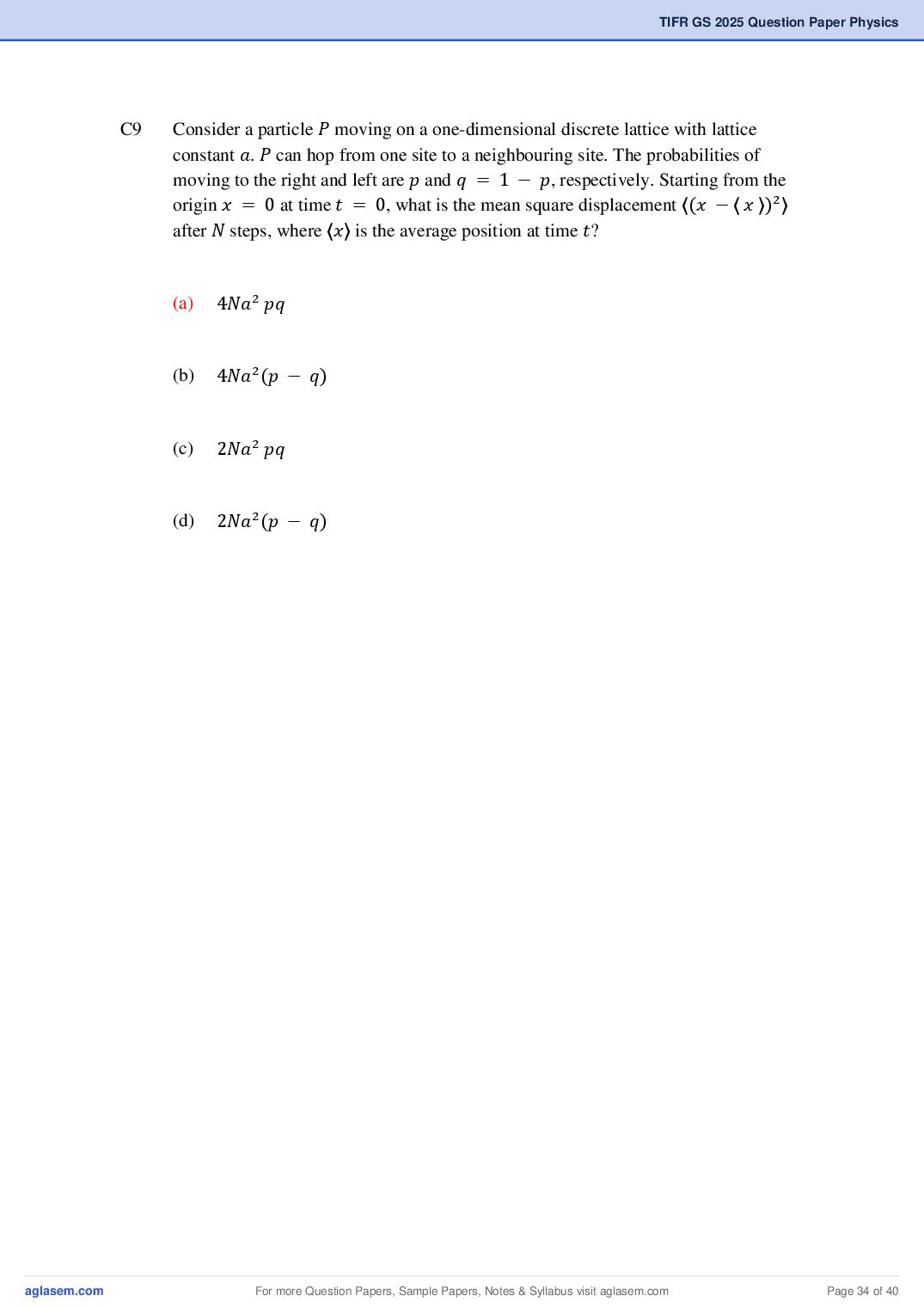 TIFR GS 2025 Question Paper PDF with Answers (8 Papers)