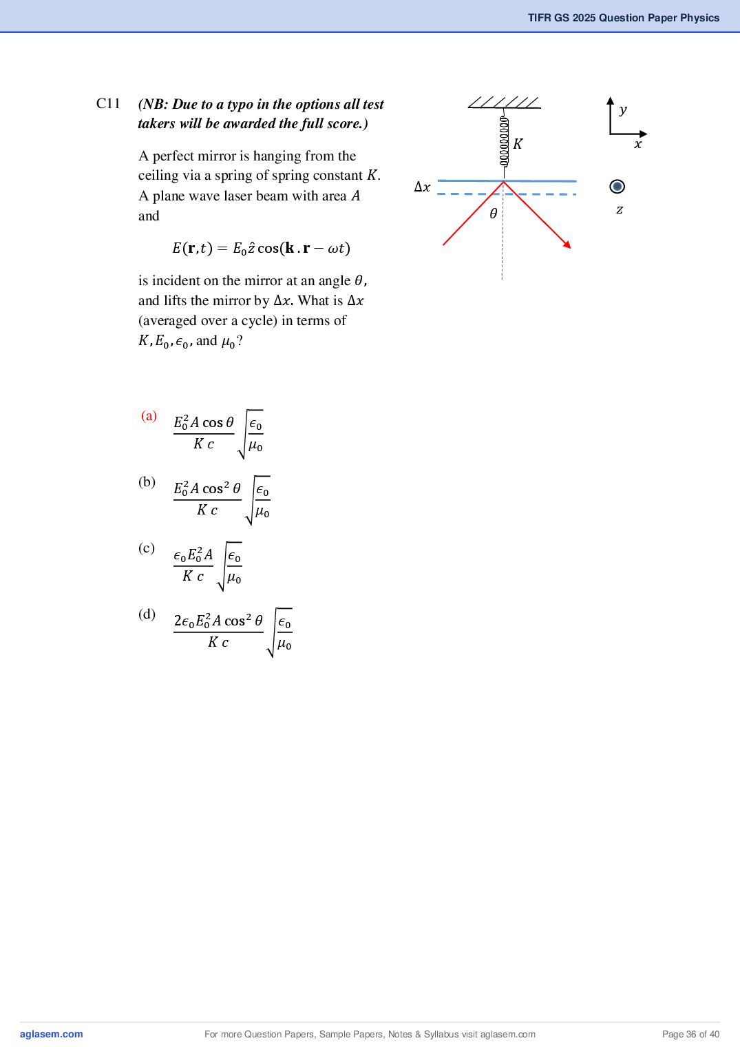 TIFR GS 2025 Question Paper PDF with Answers (8 Papers)