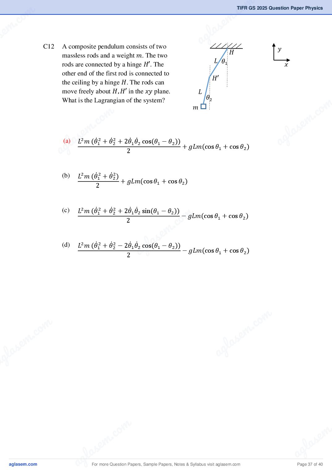 TIFR GS 2025 Question Paper PDF with Answers (8 Papers)