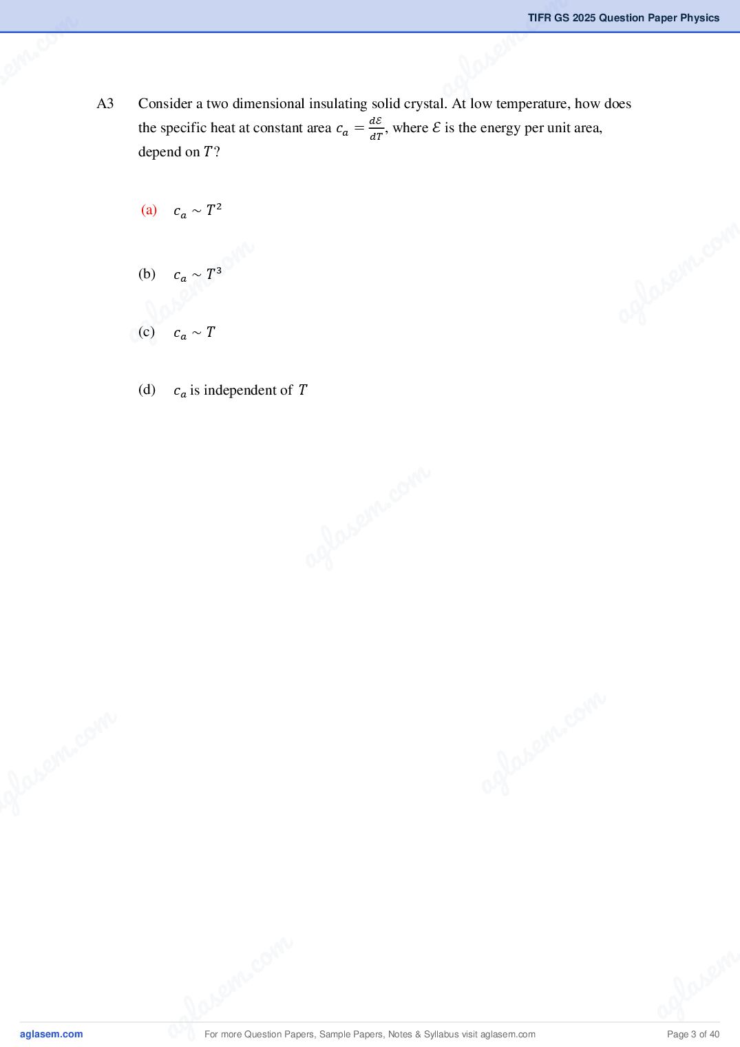 TIFR GS 2025 Question Paper PDF with Answers (8 Papers)