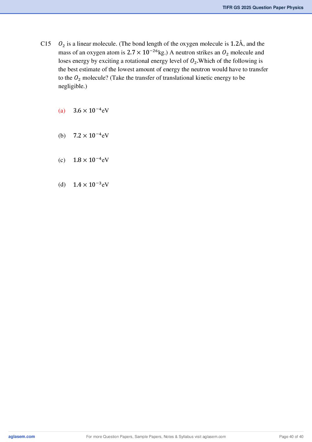 TIFR GS 2025 Question Paper PDF with Answers (8 Papers)