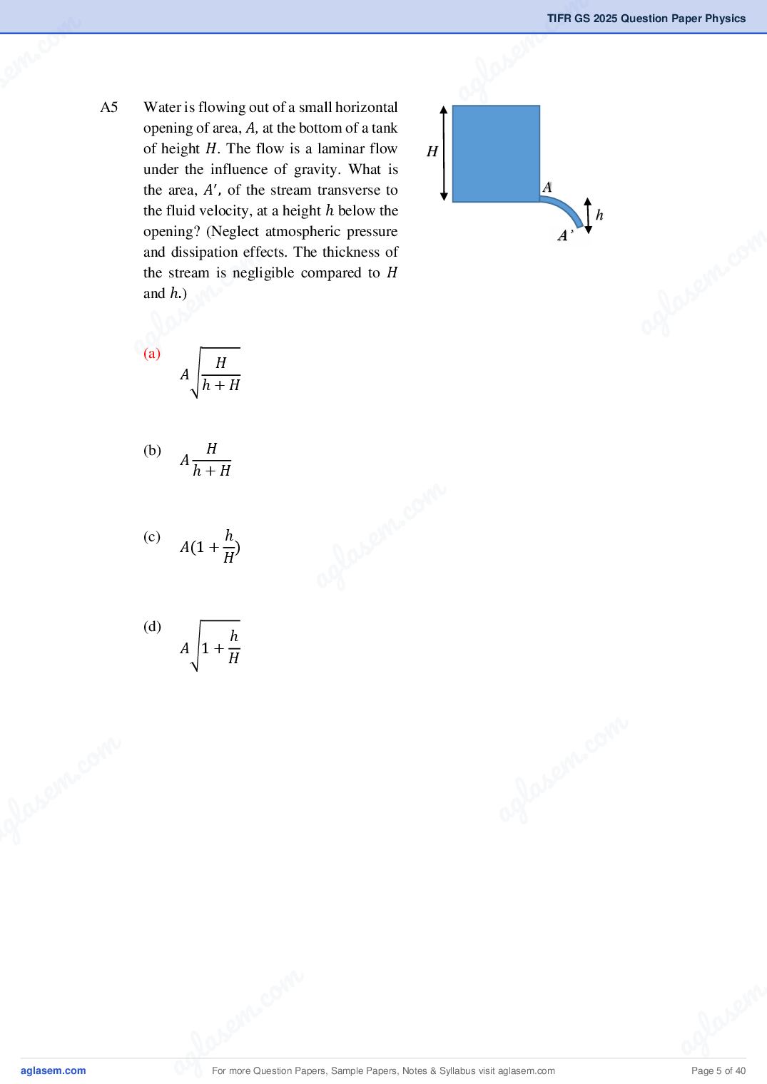 TIFR GS 2025 Question Paper PDF with Answers (8 Papers)