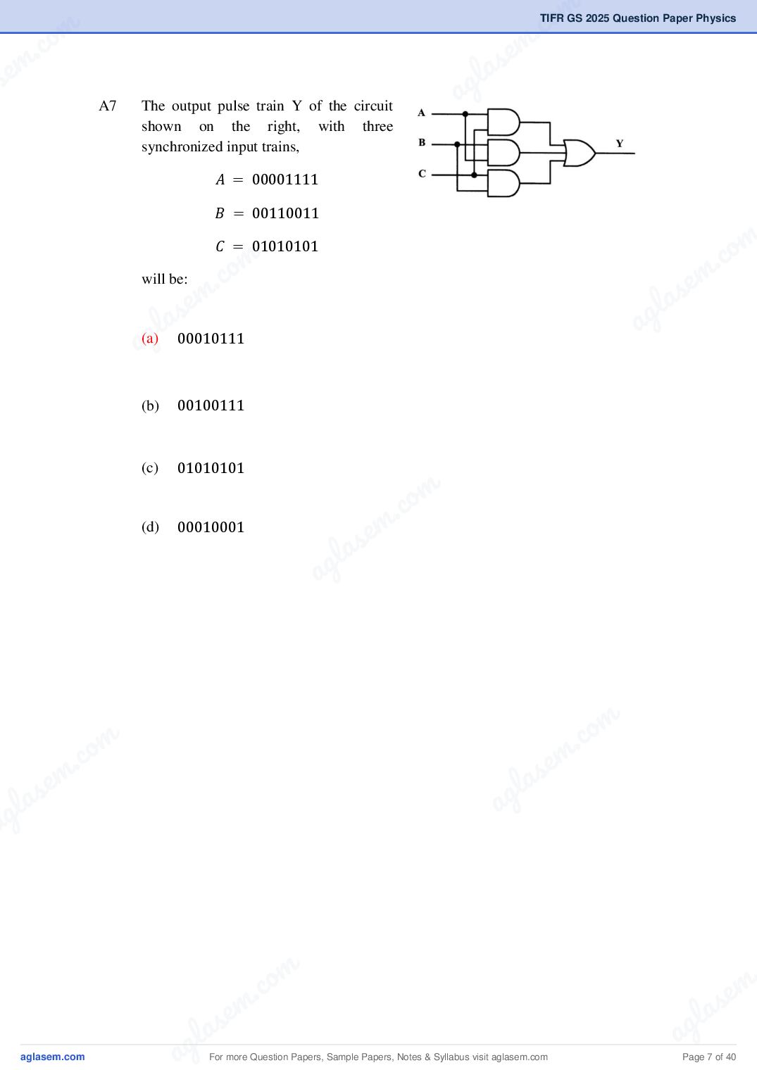 TIFR GS 2025 Question Paper PDF with Answers (8 Papers)