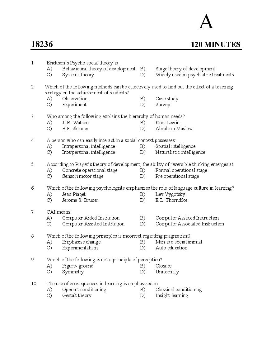 Kerala SET 2018 Feb Question Paper General Knowledge - Page 1