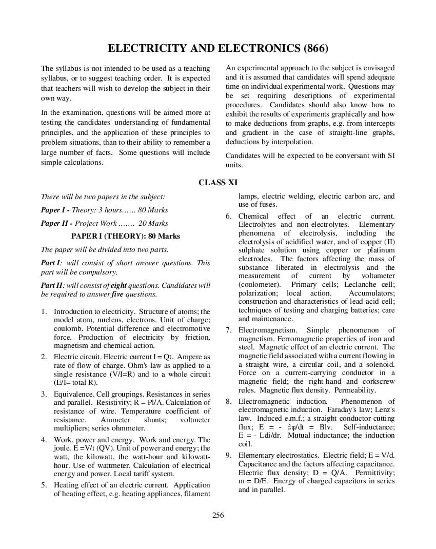 ISC Class 12 Syllabus 2024 Electricity and Electronics - Page 1