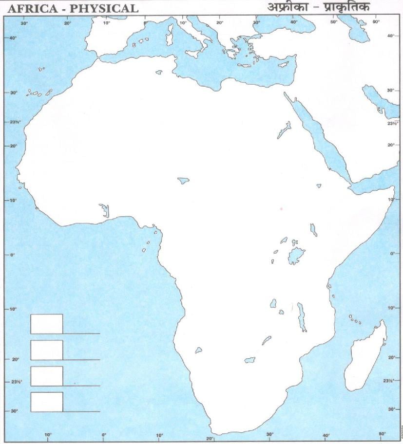 blank physical map of africa