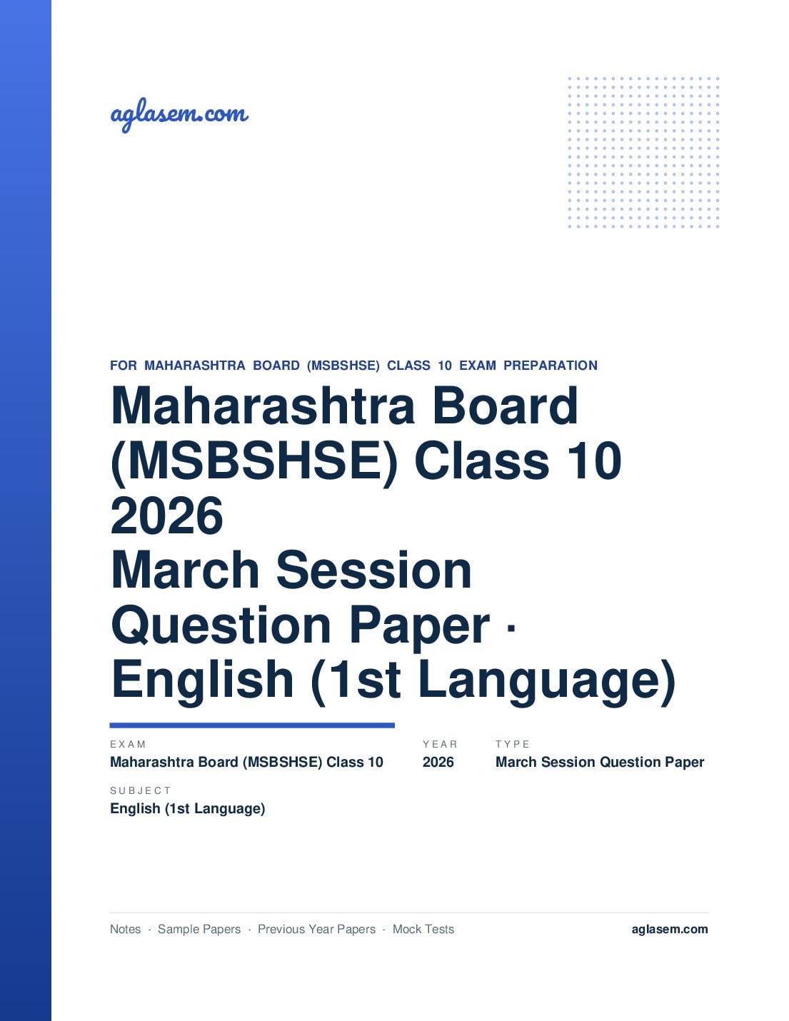 MH 10th Question Paper March 2026 English (1st Language) - Page 1 of 21