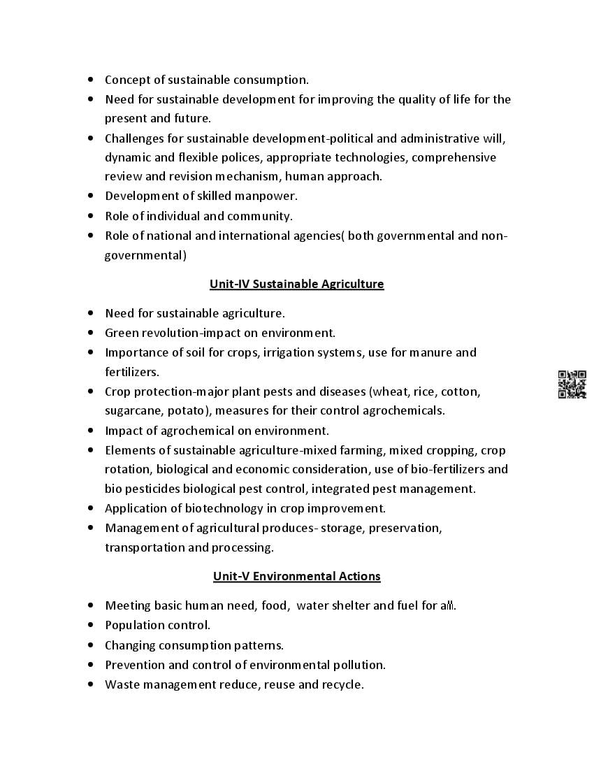 PSEB Class 12 EVS Syllabus (PDF)